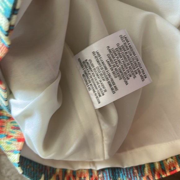 Maggy London Ikat Stipe Woven Boho Sheath Dress Square Neck Size 6P - Picture 11 of 13